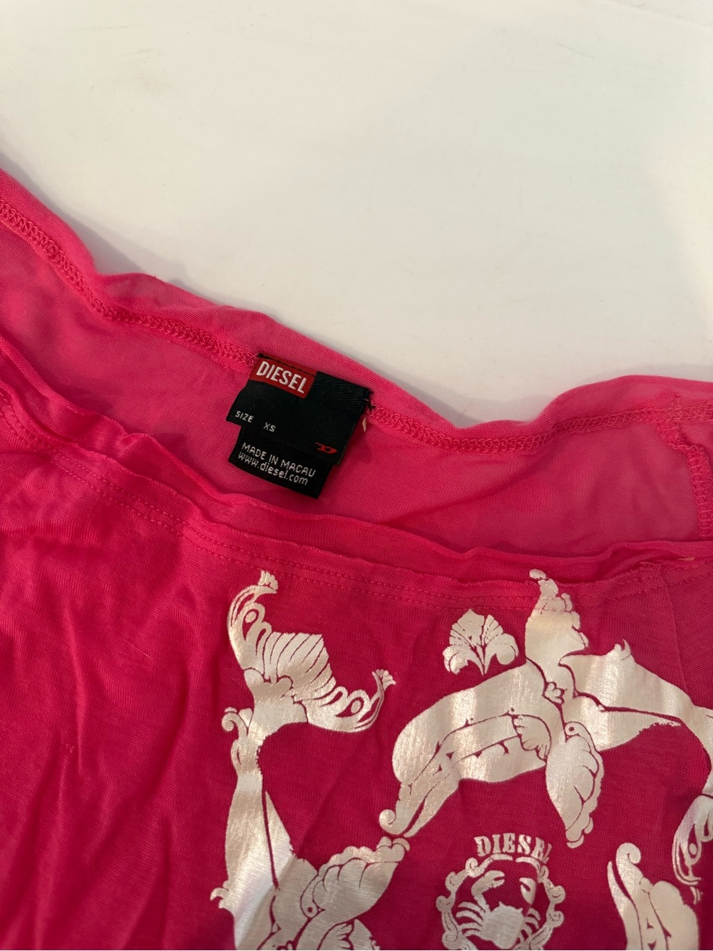 Diesel Y2K Pink Long Sleeve Tee with White Graphic - Picture 4 of 4